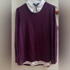 Petite Simply Vera Vera Wang Mock Layer Lace Top